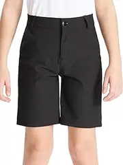 [DEVOROPA] Youth Boy's Golf Dress Shorts Flat Front Casual Travel Hiking Shorts Stretch Kids School Uniform Chino Hybrid Shorts