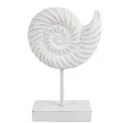 Maine & Crawford 7 Seas Wood 25cm Conch Shell On Stand - White