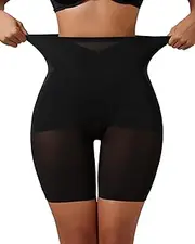 [USEASY] Seamless Tummy Control Boyshorts Panties Women Boyshorts High Waisted Tummy Control Breathable Compression Underwear, Black-regular Size, X-Large