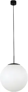Beacon Lighting Dusk 1 Light Large Exterior IP44 Pendant in Matte Black with Opal Acrylic Shade