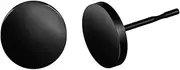 [BEADNOVA] Stainless Steel Stud Earrings Flat Circle Dot Earrings Fake Plugs Black Stud Piercing Post Earrings Fake Gauges for Men (2-10mm, Black, 1-3 pairs)