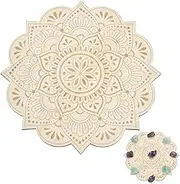 Mandala Crystal Grid Wooden Boards for Decoration 25 cm Flower Crystal Board Wooden Crystal Tray Wall Art for Birthday Parties Shelf Desk Decoration Home