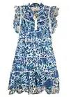 NWT House Of Harlow 1960 Melba Blue Floral Dress Ruffled Button Front Women's S