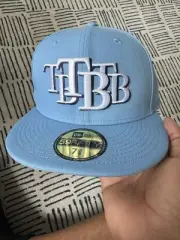 RAYS NEW ERA JOHN GEIGER MISPLACED SERIES LIGHT BLUE TB 59FIFTY FITTED HAT 7 3/8