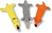 KrauzPet Dog Toys, Squeaky Plush No Stuffing Crinkle Dog Toy for Small Medium Large Dogs, [3 Pack] Interactive Puppy Teething Water Bottle Dog Chew Toy