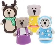 GARVALON Manicure Cuticle Scissors Covers 4pcs Bear-shaped Silicone Covers Protective Easy to Carry Fine Craft