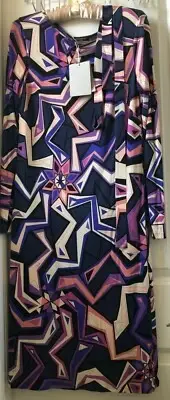 NWT Emilio Pucci dress purple blue with belt size US 12 Silk