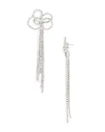 Kenneth Jay Lane Crystal Bow Statement Earrings in Rhodium Plated
