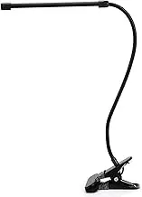 Meichoon Desk Lamp with Clamp Desktop Clip-On LED Illuminating Light Flexible Metal Hose Eye-Caring Table Lamp for Bedroom Bedside Office Study Work Reading Embroidery UK10 Black
