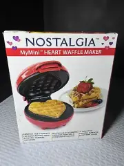 NEW Nostalgia MyMini HEART Waffle Maker Electric- 5 Inch Red Valentine’s (Z65)