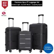3pc Luggage Set Lightweight Suitcase Durable Polypropylene Premium Material