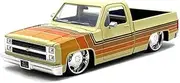1985 Chevy C-10 Pickup Truck Beige with Stripes and Lowenhart Wheels Just Trucks Series 1/24 Diecast Model Car by Jada 35859