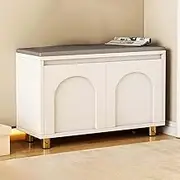 Shoe Bench with Storage, Hallway Shoe Cabinet with Door, 2 Tier Shoe Rack, Shoe Cupboard for Entryway, Mudroom(31.49in)