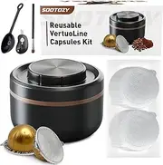 Reusable Vertuo Pods Kit for Nespresso VertuoLine - Refillable Coffee Capsules With 100PC AL Foil Seals Lids - Compatible With VertuoPlus Espresso Machine
