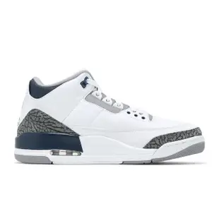 【NIKE 耐吉】休閒鞋 Air Jordan 3 Retro 男鞋 白 灰 午夜藍 爆裂紋 三代 復刻(CT8532-140)