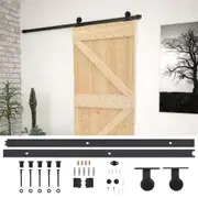 Sliding Door with Hardware Set 100x210 cm Solid Pine Wood Roller Wheels