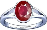 [Divya Shakti] 10.25-10.50 Carat Ruby Manik Manikya Gemstone Silver Adjustable Ring for Men & Women