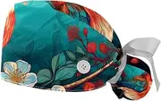 [YTYVAGT] 2-Pc,Gourd-Shaped Working Cap,Fisherman Hat with Buttons and Cotton Sweatband,Animal Bird and Wild Flower Pattern