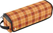 [sanluoli] Hair Tool Travel Bag with Iron Mat Dustproof Travel Hair Straightener Bag Autumn Yellow Orange Plaid Travel Essentials for Women