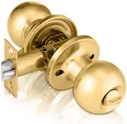 Door Lock Entrance Privacy Gold Brass Round Knob Lockset Security Indoor Outdoor