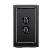 5353 Switch Flat Plate Toggle 2 Gang Matte Black H115xW72mm