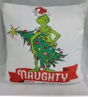 Grinch Naughty / Nice 2 Sided Merry Grinchmas Christmas Throw Pillow 20"x 20 NWT