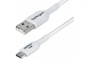 StarTech.com 2m (6.6ft) USB-A to USB-C Charging Cable, Charge & Sync, 3A, USB 2.0, TPE Jacket - White USB Charging Cord - USB-A to USB-C Charging and