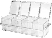 4 Piece Clear Seasoning Box, Acrylic Seasoning Box Set Seasoning Storage Container Clear Seasoning Rack Spice Pots Condiment Jars with Cover & Spoon f