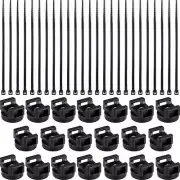 120 Pcs Magnetic Zip Tie Mount Wire Management Bases with Zip Ties, 22mm