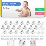 Magnetic Cabinet Locks Child Safety for Drawers and Cabinets - Kitchen Child Proof Cabinet Locks - Baby Proofing Safety (20 Pack Locks)