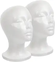 Vaguelly 2pcs Female Wig Mannequin Heads for Display and Styling Wig Holder for Hairdressing Hat and Headdress Presentation for Salon and Home Use
