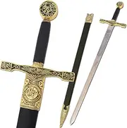 Medieval Crusader Sword Knight's Sword，Metal Material， Anime Cosplay and Film Collection, Christmas Holiday Dress-up Props，A Variety of Styles are Available