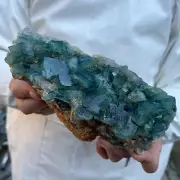2.6lb Large NATURAL Green Cube FLUORITE Quartz Crystal Cluster Mineral Specimen