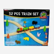 Wooden 32 pc Toy Train Set Figure 8 Train Set Wood Brio Thomas Compatible