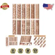 Create Stunning Designs with 12 Wooden Texture Rollers for Polymer Clay Projects
