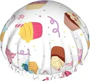 Delicious Cupcakes Print Various Activities Shower Cap Reusable Soft And Lightweight Bath Hair Cap Long Hair