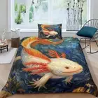 Printed Axolotl Comforter Cover Set, Animals Print Duvet Cover Set, Bedspread 2