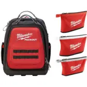 Milwaukee PACKOUT Tool Backpack 15" w/ Shoulder Strap + (3) Zipper Tool Bags