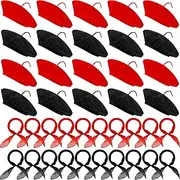 [Xaatren] 40 Pcs French Berets and Scarves Bulk Beret Hats for Women Kids Felt Artist Beret with Scarf for Halloween Costume