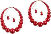 [WRITWAA] Sets Elegant Pearl Clavicle Necklace Earrings Set Exaggerated Design Pearl Jewelry Accessories for Women for Occasion