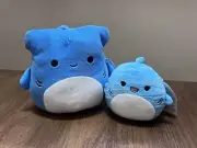 Squishmallow 7.5” Nitro Blue Hammerhead Shark New Nwt Sparkle Glittery 5” Lamar