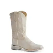 Women's Roper Aztec Leather Boots Handcrafted White