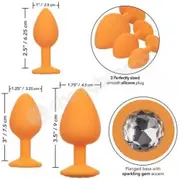 Calexotics Cheeky Gems Orange Silicone Butt Plug With Gem Base Training Kit