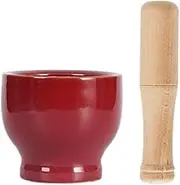 Pestle and Mortar Set Home Ceramic Garlic Pounding Bowl Kitchen Tools Practical Pounding Jar Grinding Jar Spice Grinder Mortar and Pestle(Red)