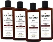 4 Pack Cremo Bourbon & Oak 2-in-1 Shampoo & Conditioner All Hair 16 Fluid Ounce