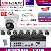 HIKVISION ColorVu 3.0 two-way Audio 4K IP CAMERA+DS-7608NI-Q1/8P NVR Systems Lot