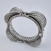 Vintage Handmade Boho Filigree Work Hinged Bangle in Sterling Silver