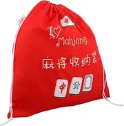 KOMBIUDA Mahjong Storage Bag Drawstring Mahjong Tiles Bags Unique Mahjong Organizer Drawstring Mahjong Holder Drawstring Mahjong Bag Drawstring Mahjong Tiles Pouches Red Cotton Linen