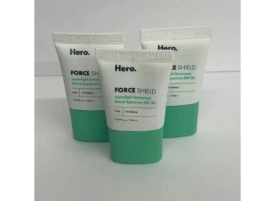 3x Hero Force Shield Superlight Sunscreen SPF 30 Broad Spectrum .34 oz Each