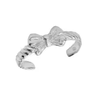 925 Sterling Silver Bow Toe Ring - Adjustable - Knuckle, Thumb Ring